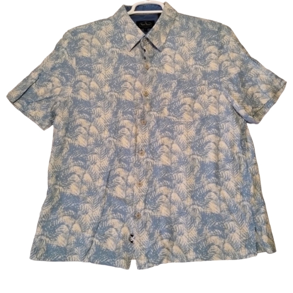 Nat‎ Nast Silk Button Down Men's L Short Sleeve Casual Shirt Camp Tropical